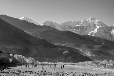 Scenic view of mountains against clear sky