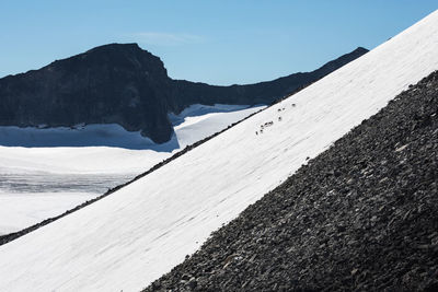 Scenic view of mountains against sky during winter