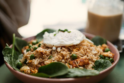 Close-up of meal served in plate