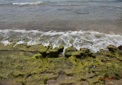 High angle view of sea waves