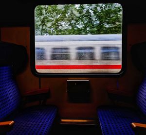 Train passing through window