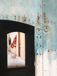 Close-up of open door