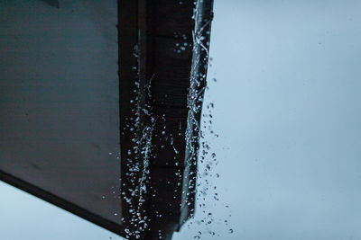 Close-up of wet window during winter