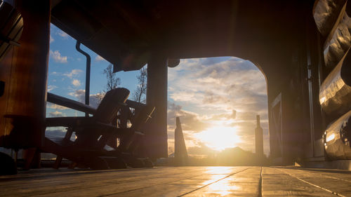 View of sun shining through clouds