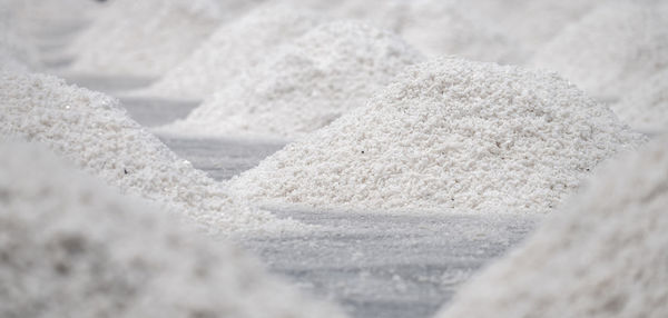 Sea salt farm. pile of brine salt. raw material of salt industrial. sodium chloride mineral.