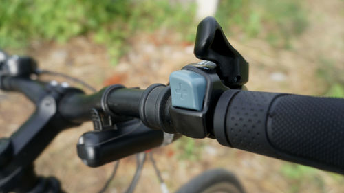 Close-up of camera on bicycle