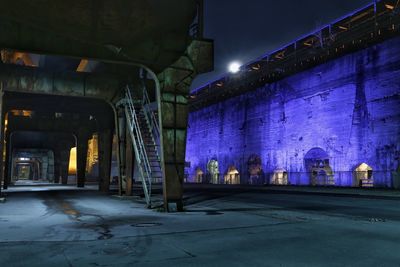 View of abandoned building at night