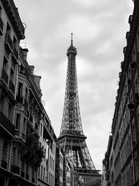 Eiffel tower in between paris streets