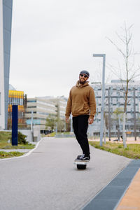 Full length of man skating on skateboard
