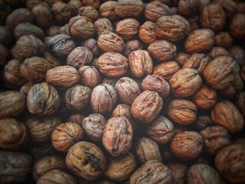 Full frame shot of walnuts for sale at market