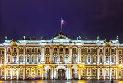 Low angle view of building at night