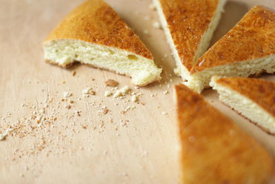 High angle view of cake on table