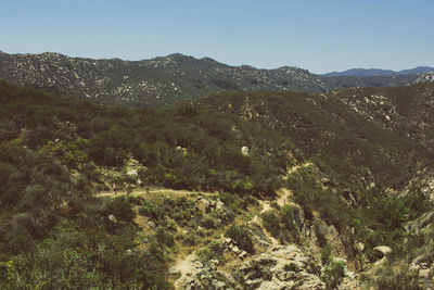 Scenic view of mountains against clear sky
