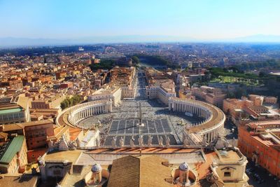 High angle view of st peters square and rome from st peters dome