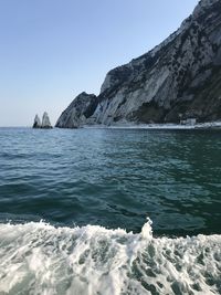 Scenic view of sea against clear sky