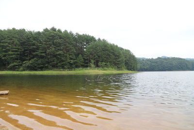 Scenic view of lake against clear sky