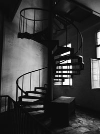 Low angle view of steps in old abandoned building