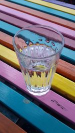 Close-up of beer in glass on table