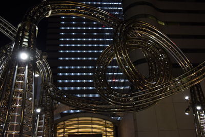 Low angle view of illuminated staircase at night