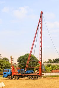 Ferris wheel by road against sky