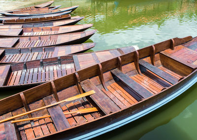 Wooden boat float in the lake