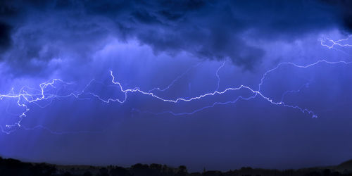 Lightning in sky at night