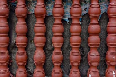 Close-up view of stack of wall wood