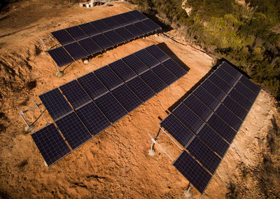 High angle view of solar panels