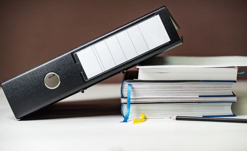 Close-up of mobile phone on table