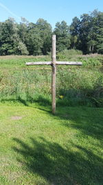 Wooden fence on field