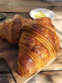 High angle view of bread on table