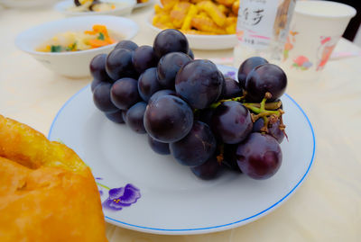 Close-up of fruits in plate