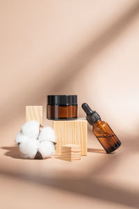 Close-up of beauty products on table