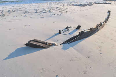 High angle view of man on beach