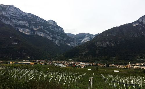 Scenic view of landscape and mountains against sky