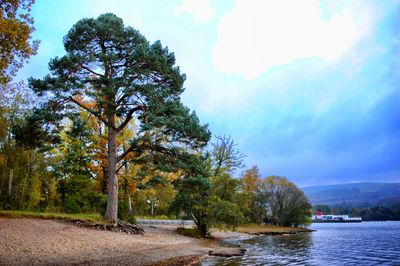 Scenic view of lake against sky