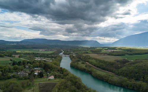 Scenic view of lake against sky