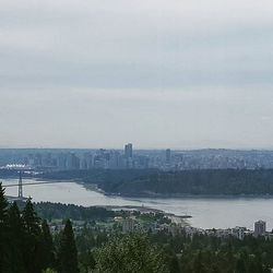 View of cityscape with river in background