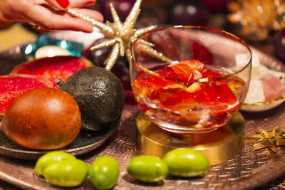 Close-up of strawberries on table