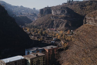 High angle view of buildings in city