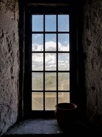 Close-up of window in abandoned building