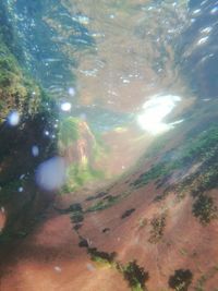 High angle view of sunlight falling on land