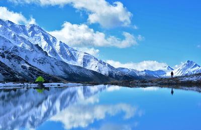 Amazing reflection in suatisi lake, kazbegi