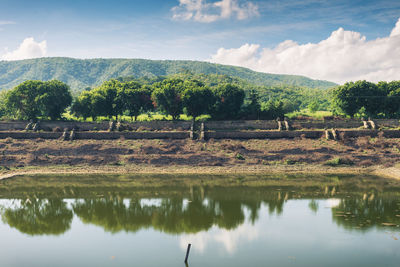 Scenic view of lake against sky, mandalay, myanmar