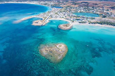 High angle view of sea waves