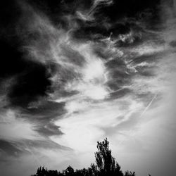 Low angle view of silhouette trees against sky