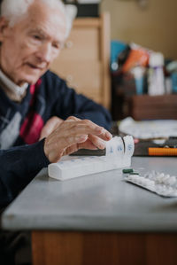 Man working on table