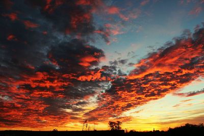 Low angle view of cloudy sky at sunset
