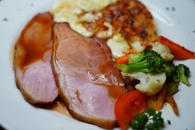 Close-up of meal served in plate