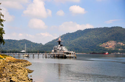 River with mountain range in background